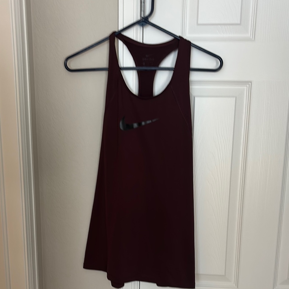 Nike Women's Maroon Racerback Tank with Black Swoosh
